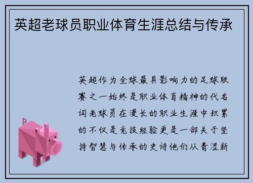 英超老球员职业体育生涯总结与传承